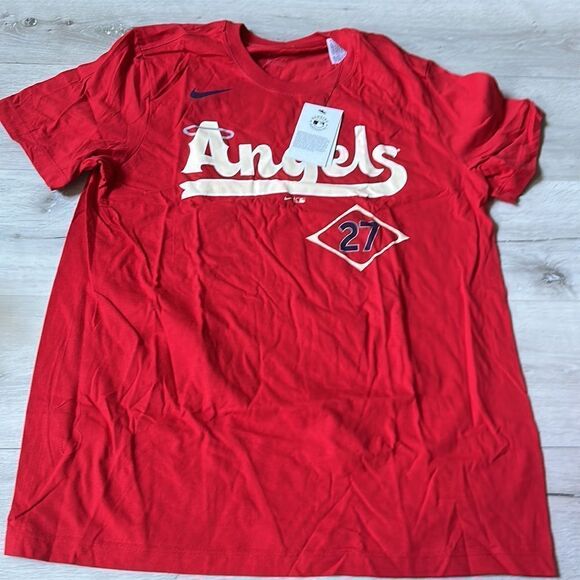 Nike‎ MikeTrout 27 Angels Nike 2022 T-Shirt - Red SZ L NWT IN PACKAGING - Picture 5 of 5